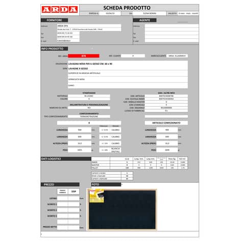 Lavagna in ardesia artificiale e cornice in legno Arda 60x90 cm - 878